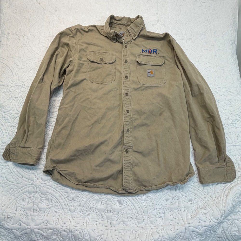 Carhartt FR Flame Resistant Khaki Work Shirt Mens‎ Large FRS160